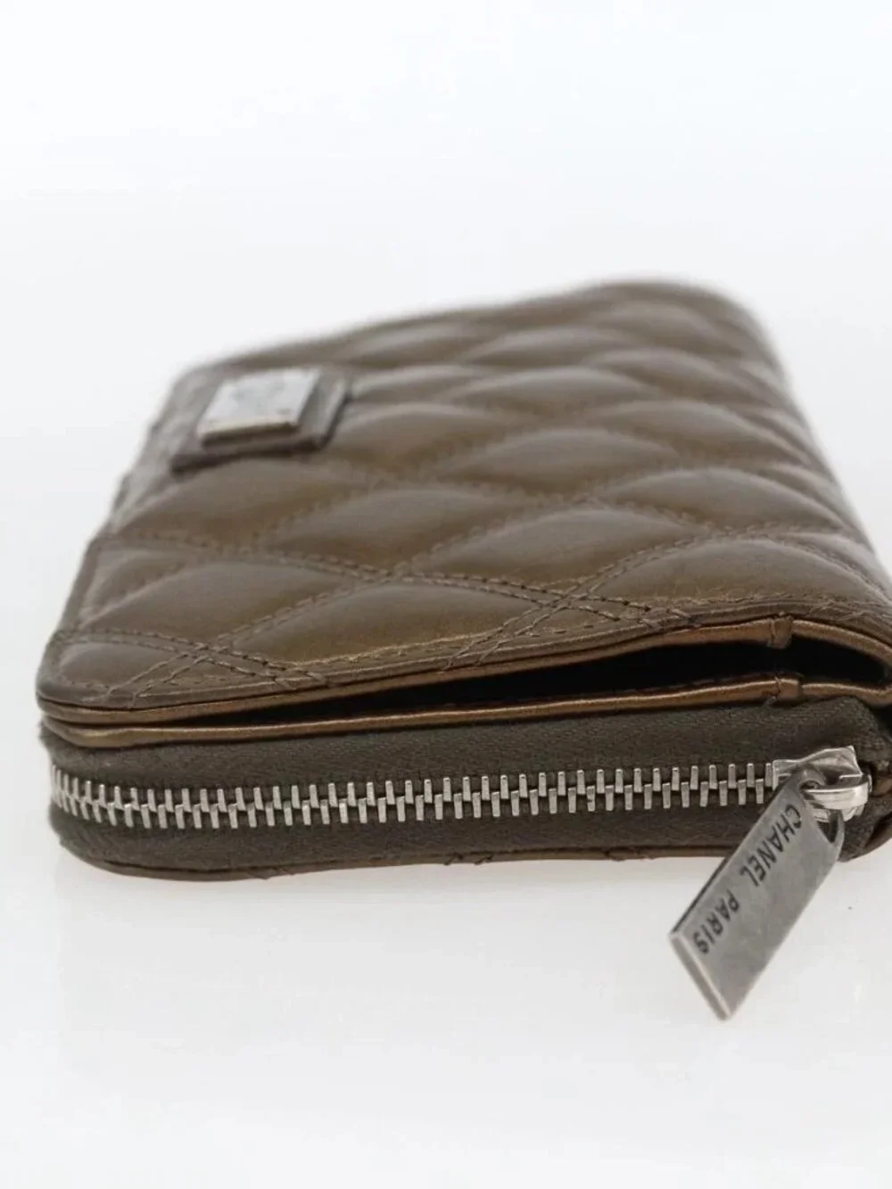 CHANEL Bicolore Long Wallet Leather Gold CC Auth LNZ276V
